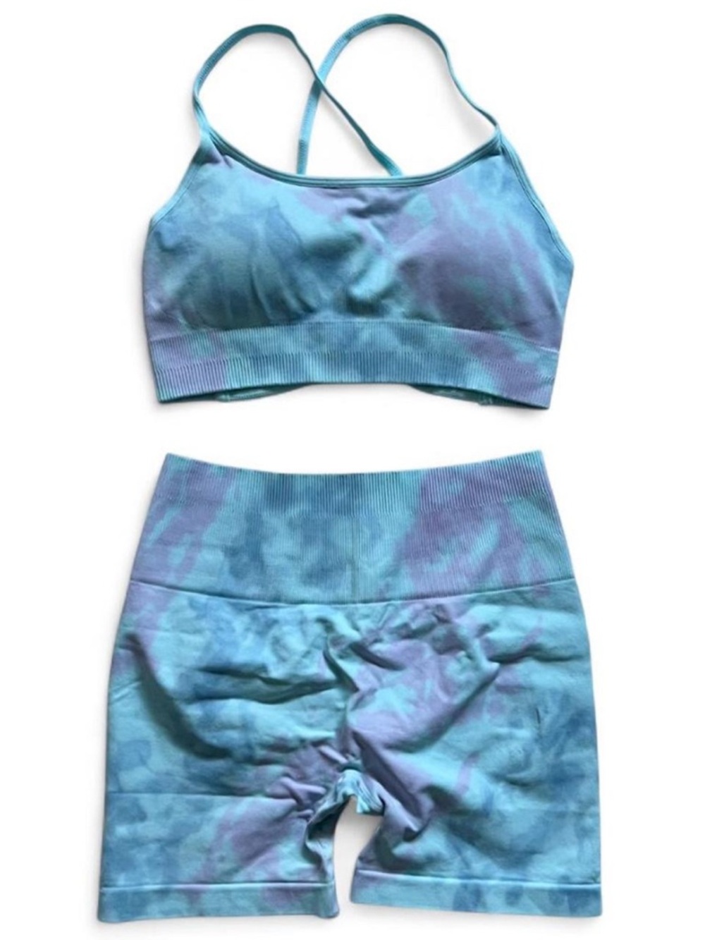 Seamless Tie-Dye Set (Bralette + Bike Shorts) Size M